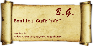 Beslity Győző névjegykártya
